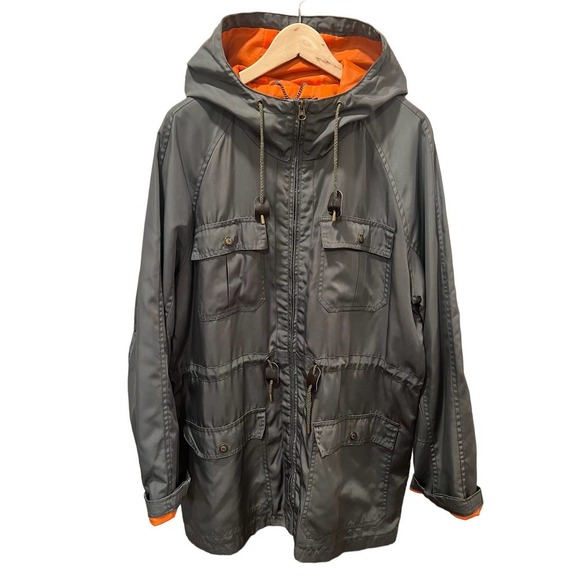 REASON Hooded lightweight Utility Jacket Green Orange Green Large Gorpcore - Picture 2 of 7